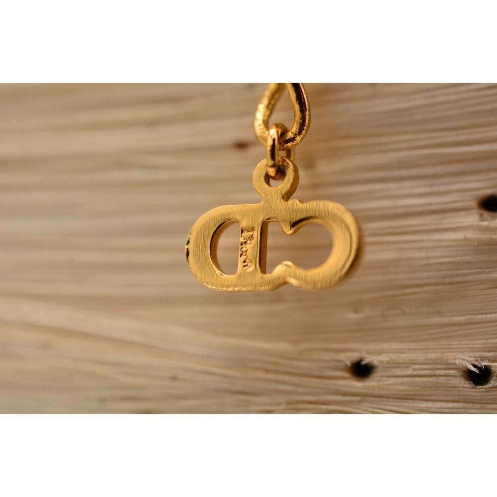 Christian Dior Vintage Logo CD Bow Necklace Collar  Charm Gold Chain Signed Bin5 - Picture 11 of 12